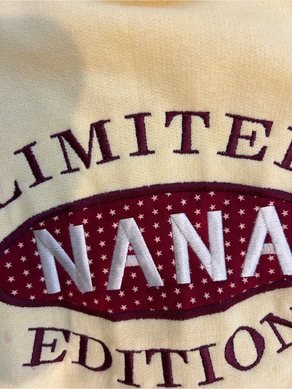 Jerzees Yellow 'Limited Nana Edition' Crewneck Sweatshirt with Maroon Accent - Picture 3 of 3